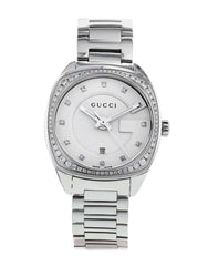 Gucci G Timeless GG2570 Diamonds Silver Dial Silver Steel Strap Watch For Women - YA142505 Watches Gucci   