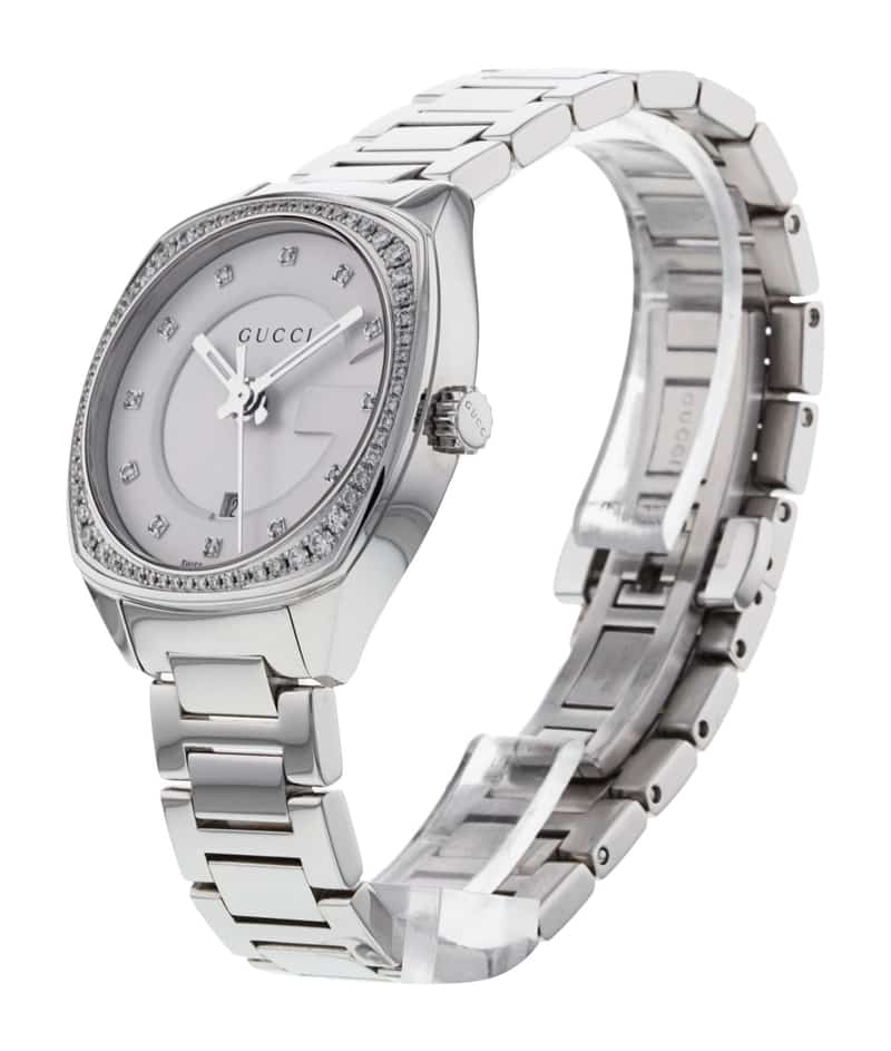 Gucci G Timeless GG2570 Diamonds Silver Dial Silver Steel Strap Watch For Women - YA142505 Watches Gucci   