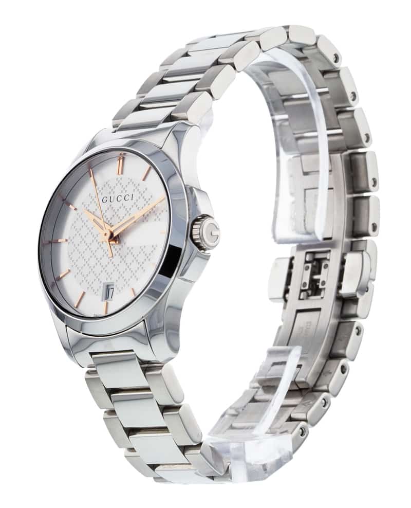 Gucci G Timeless Silver Dial Silver Steel Strap Watch For Women - YA126523 Watches Gucci   