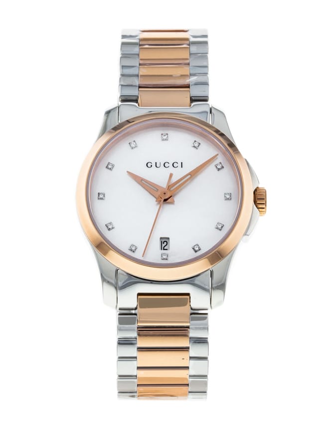 Gucci G Timeless Mother of Pearl Dial Two Tone Steel Strap Watch For Women - YA126544 Watches Gucci   