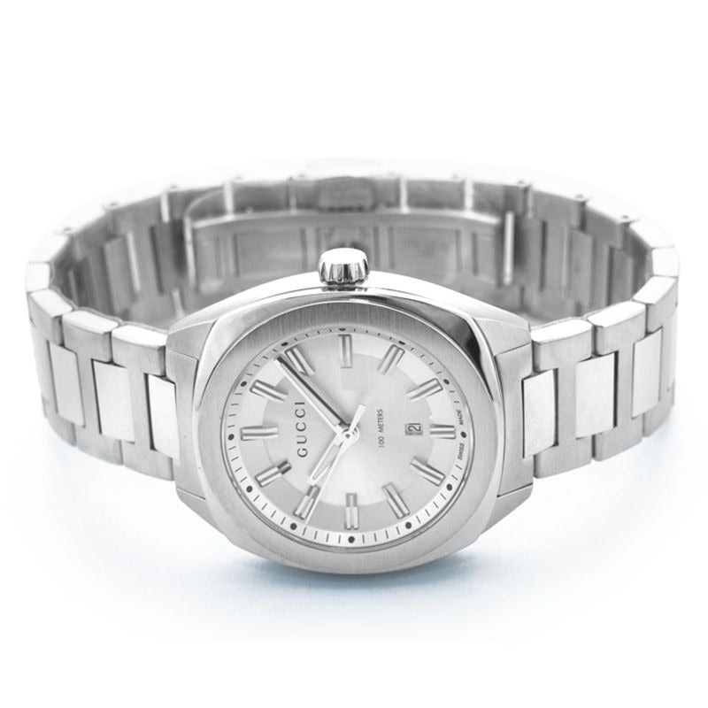 Gucci G Timeless GG2570 Silver Dial Silver Steel Strap Watch For Men - YA142402 Watches Gucci   