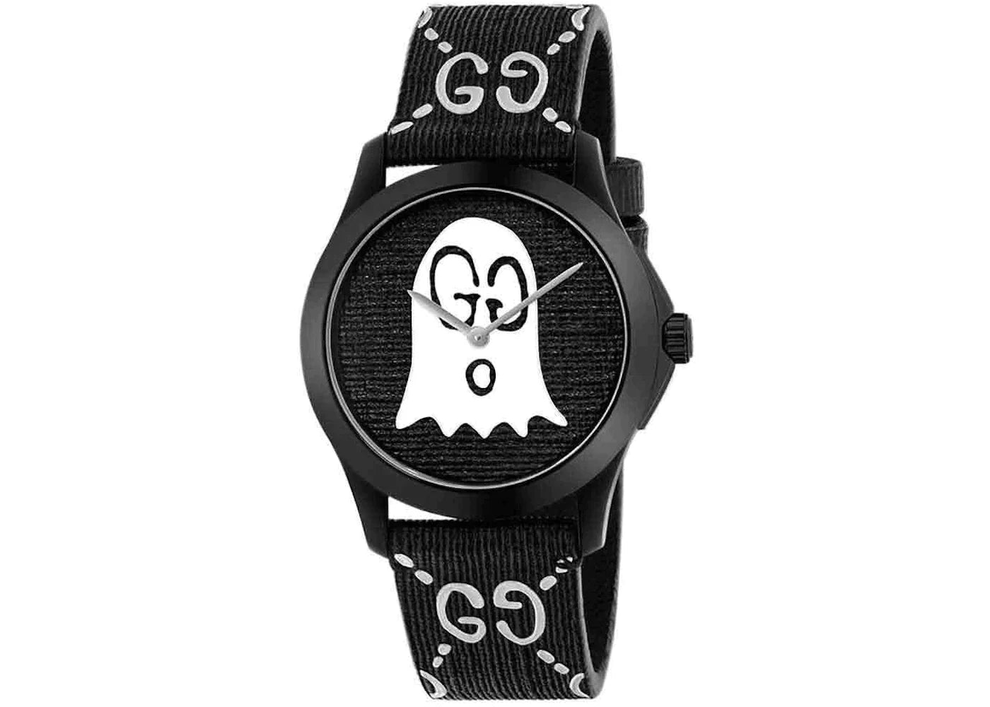 Gucci G Timeless Ghost Motif Black DIal Watch For Men - YA1264018 Watches Gucci   