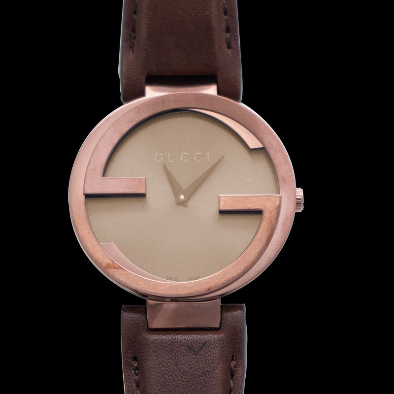 Gucci Interlocking Brown Dial Brown Leather Strap Watch For Women - YA133309 Watches Gucci   