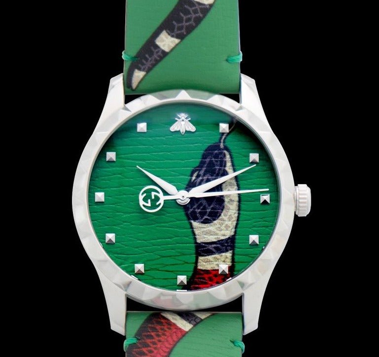 Gucci G Timeless Le Marche Des Merveilles Green Dial Green Leather Strap Watch Unisex - YA1264081 Watches Gucci   