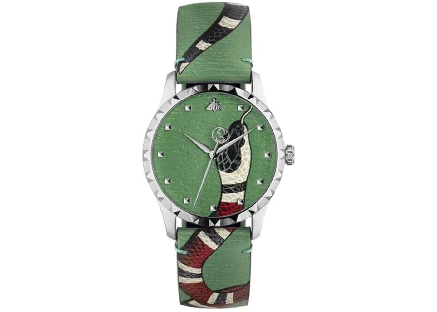 Gucci G Timeless Le Marche Des Merveilles Green Dial Green Leather Strap Watch Unisex - YA1264081 Watches Gucci   