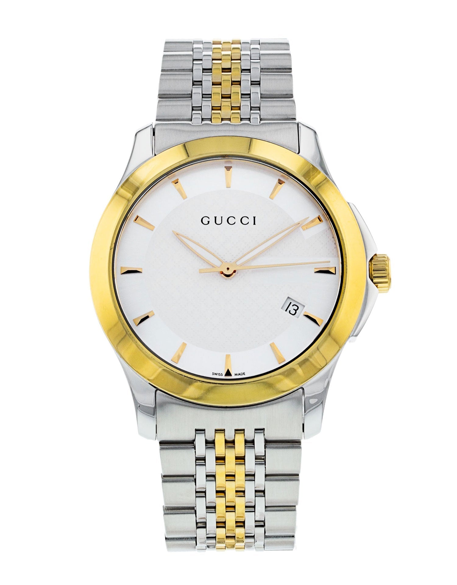 Gucci G Timeless White Dial Two Tone Steel Strap Watch For Men - YA126409 Watches Gucci   