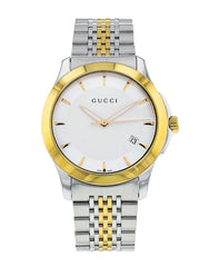 Gucci G Timeless White Dial Two Tone Steel Strap Watch For Men - YA126409 Watches Gucci   