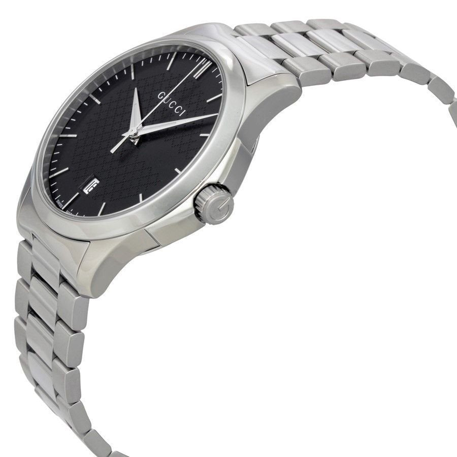 Gucci G Timeless Black Dial Silver Steel Strap Unisex Watch - YA126457 Watches Gucci   