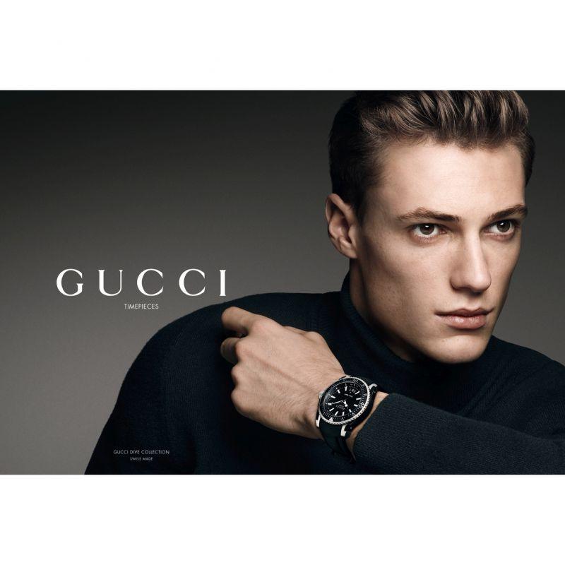 Gucci Dive Blue Dial Silver Steel Strap Watch For Men - YA136203 Watches Gucci   