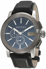 Gucci G Chrono Black Dial Black Leather Strap Watch For Men - YA101205 Watches Gucci   