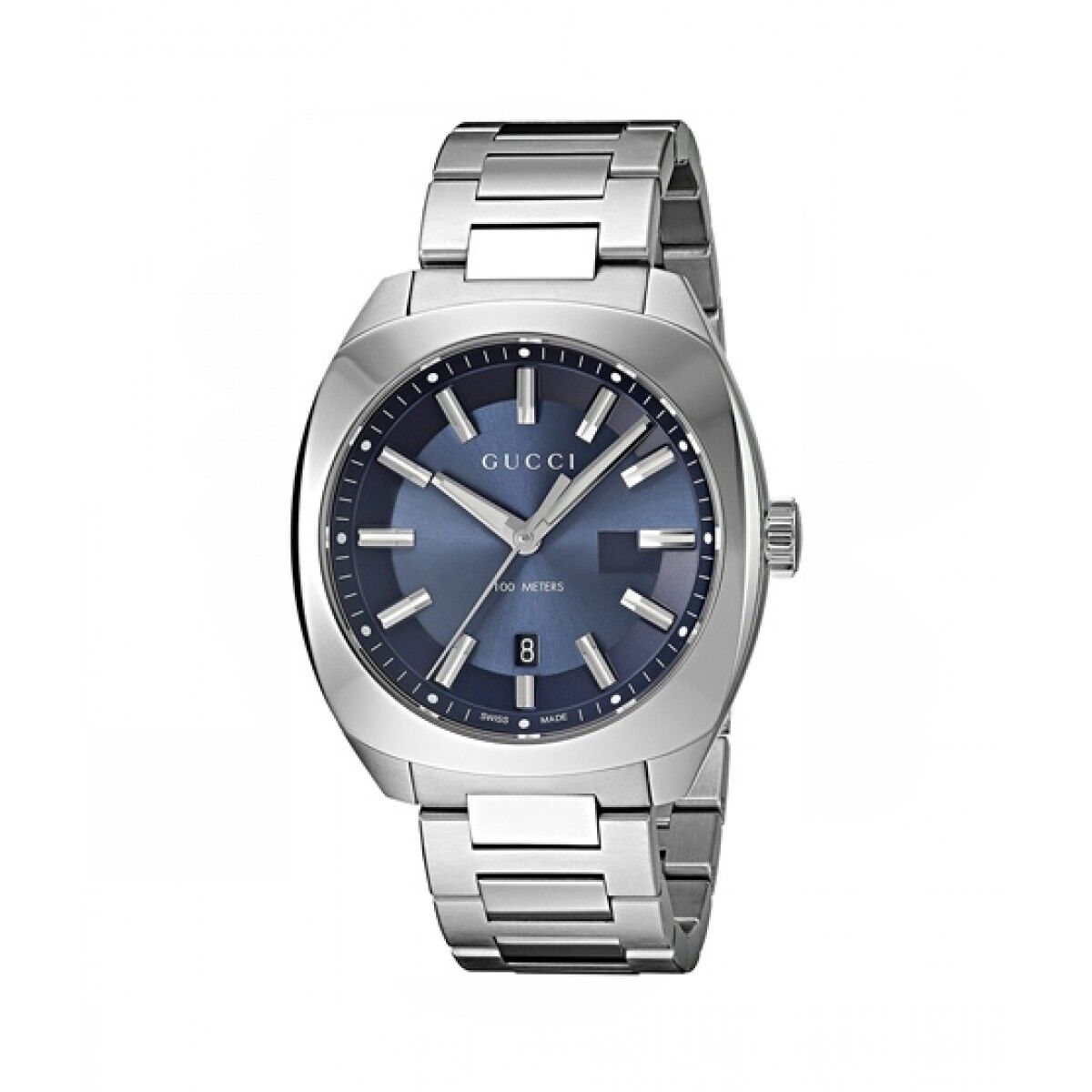 Gucci GG2570 Blue Dial Silver Steel Strap Watch For Men - YA142303 Watches Gucci   