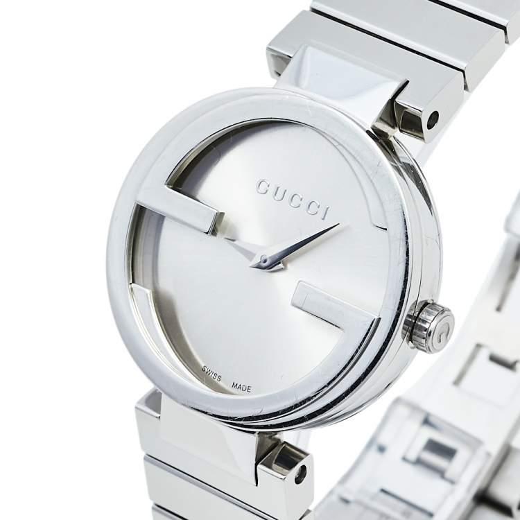 Gucci G Interlocking Silver Dial Silver Steel Strap Watch For Women - YA133503 Watches Gucci   