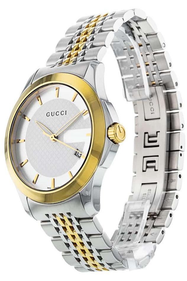 Gucci G Timeless White Dial Two Tone Steel Strap Watch For Men - YA126409 Watches Gucci   