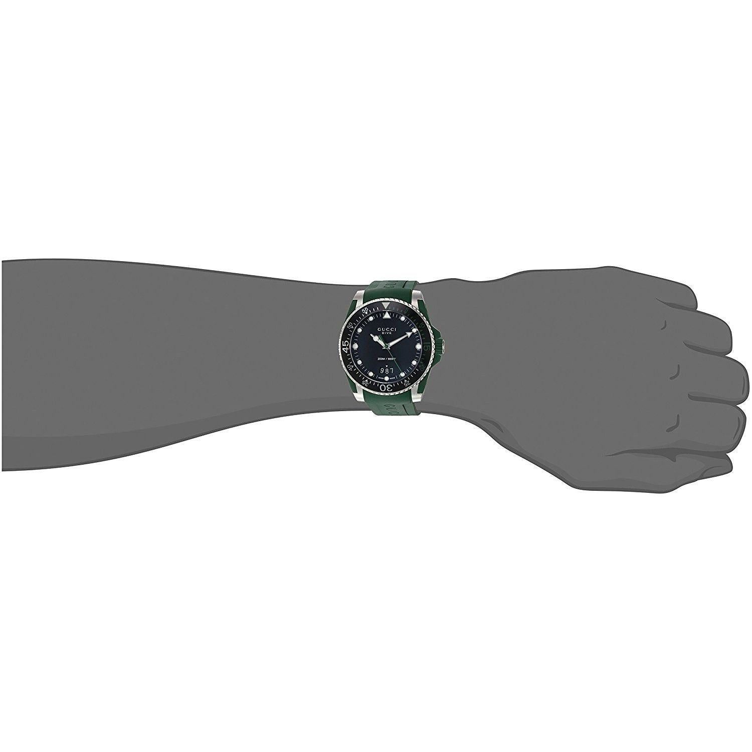 Gucci Dive Black Dial Green Rubber Strap Watch For Men - YA136310 Watches Gucci   