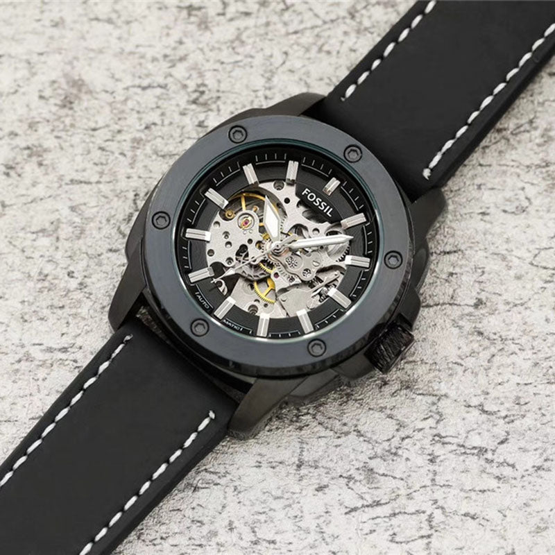 Fossil Modern Machine Automatic Skeleton Grey Dial Black Steel Strap Watch for Men - ME3134 Watches Fossil   