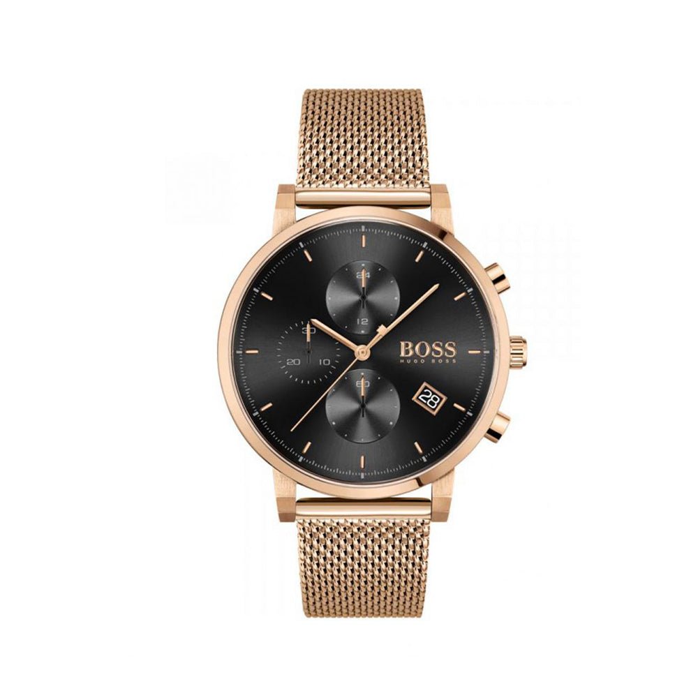 Hugo Boss Integrity Black Dial Gold Mesh Bracelet Watch for Men - 1513808 Watches Hugo Boss   