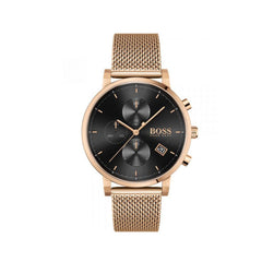 Hugo Boss Integrity Black Dial Gold Mesh Bracelet Watch for Men - 1513808 Watches Hugo Boss   