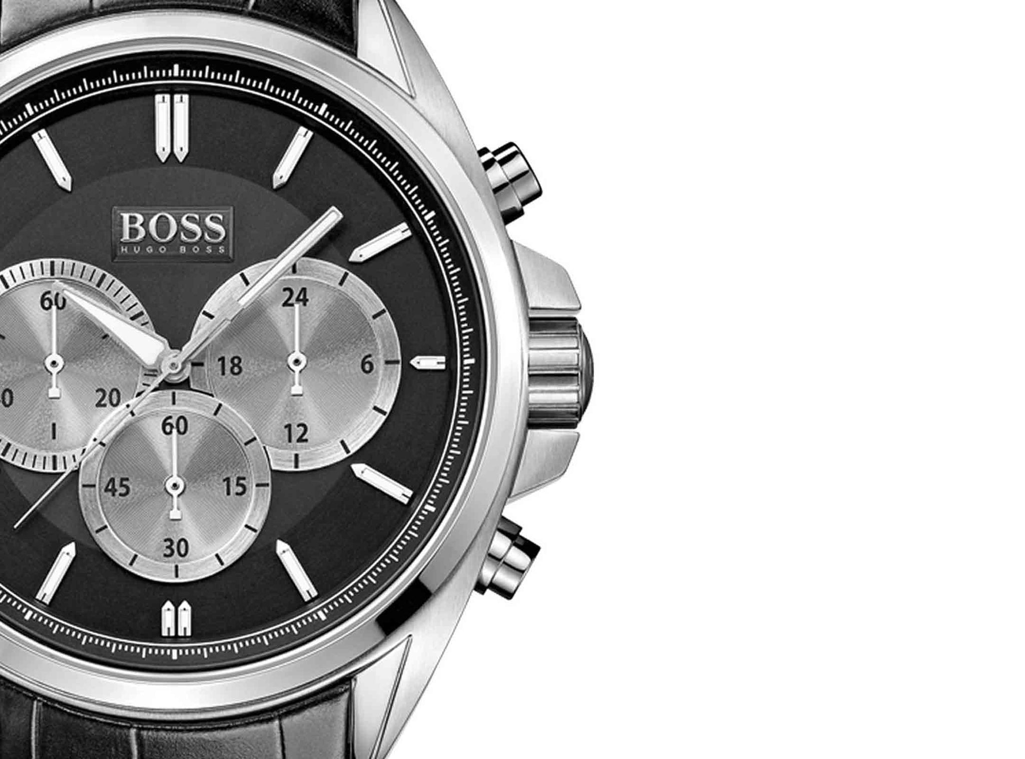 Hugo Boss Driver Black Dial Black Leather Strap Watch for Men - 1512879 Watches Hugo Boss   