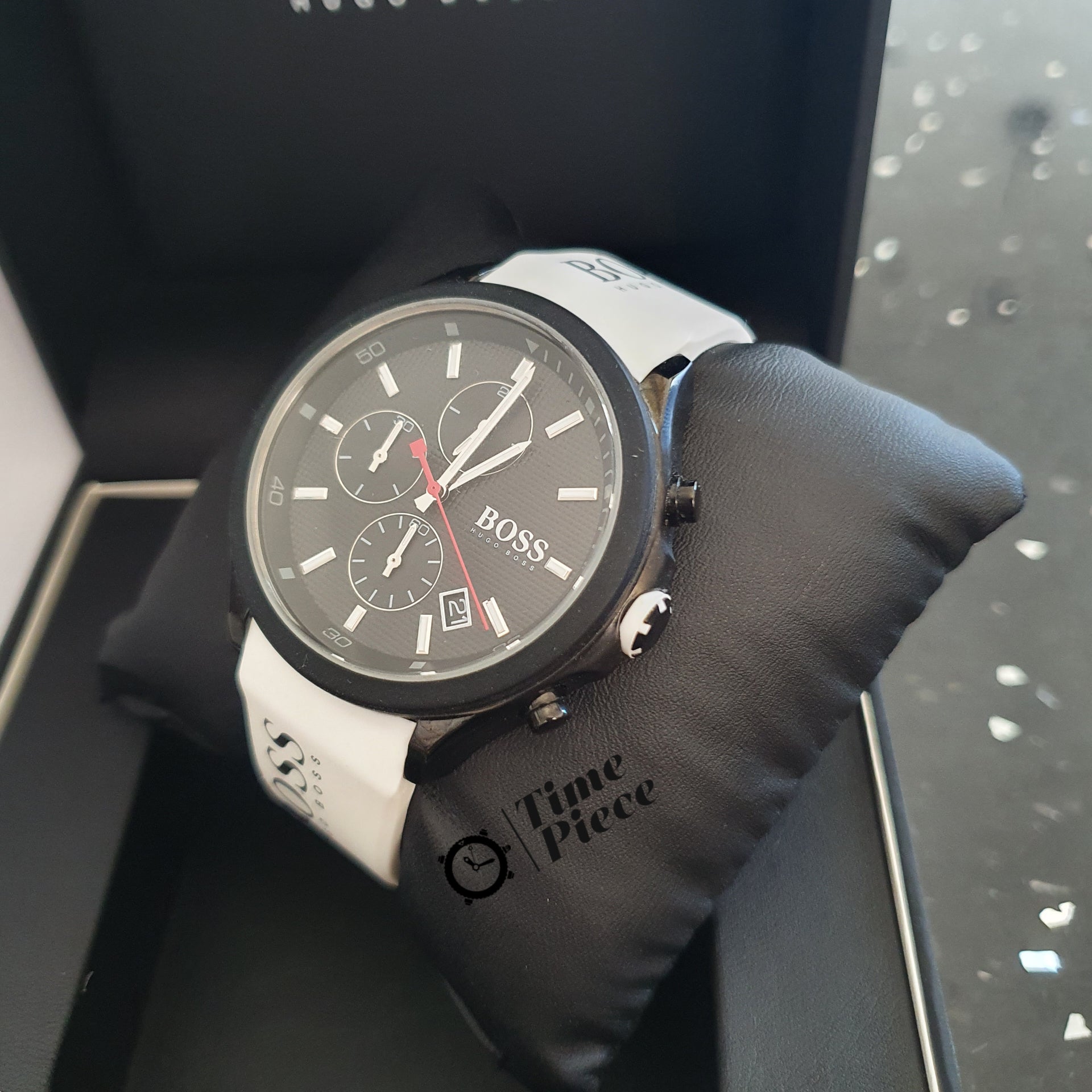 Hugo Boss Velocity Black Dial White Rubber Strap Watch for Men - 1513718 Watches Hugo Boss   