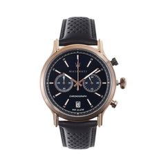 Maserati Legend Chronograph Black Dial Black Leather Strap Watch For Men - R8871638001 Watches Maserati   