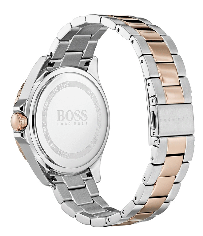 Hugo Boss Hera Chronograph Silver Dial Two Tone Steel Strap Watch for Women -1502446 Watches Hugo Boss   