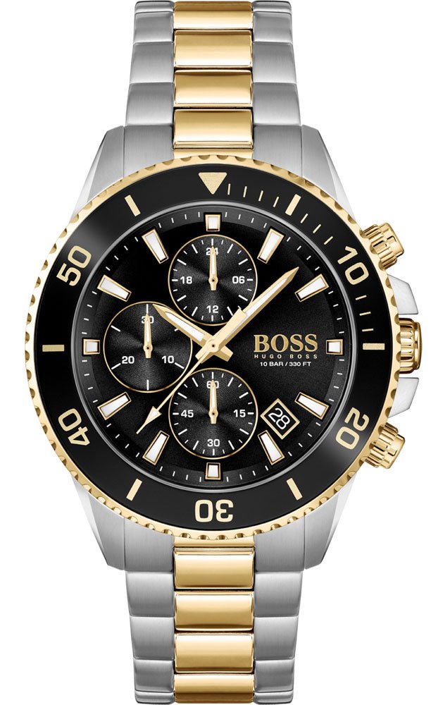 Hugo Boss Admiral Black Dial Two Tone Steel Strap Watch for Men - 1513908 Watches Hugo Boss   