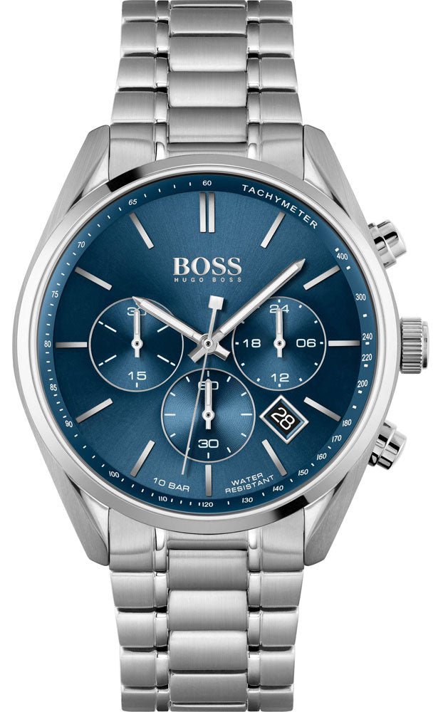 Hugo Boss Champion Blue Dial Silver Steel Strap Watch for Men - 1513818 Watches Hugo Boss   