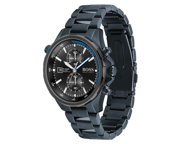 Hugo Boss Globetrotter Black Dial Black Steel Strap Watch for Men - 1513824 Watches Hugo Boss   