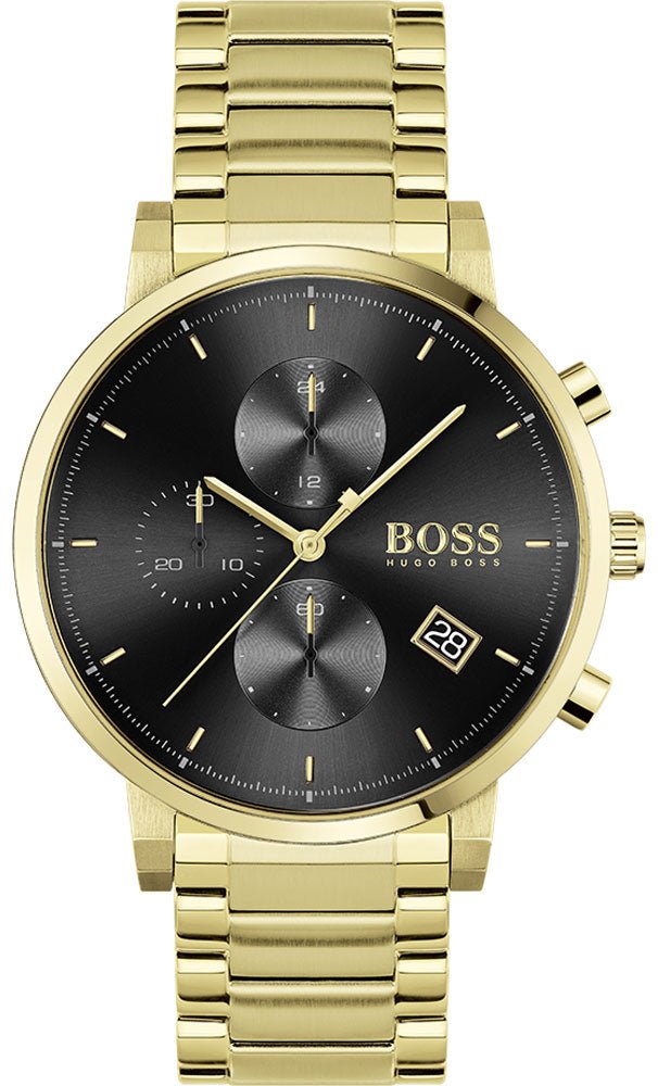 Hugo Boss Integrity Chronograph Grey Dial Gold Steel Strap Watch for Men - 1513781 Watches Hugo Boss   