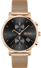 Hugo Boss Integrity Black Dial Gold Mesh Bracelet Watch for Men - 1513808 Watches Hugo Boss   