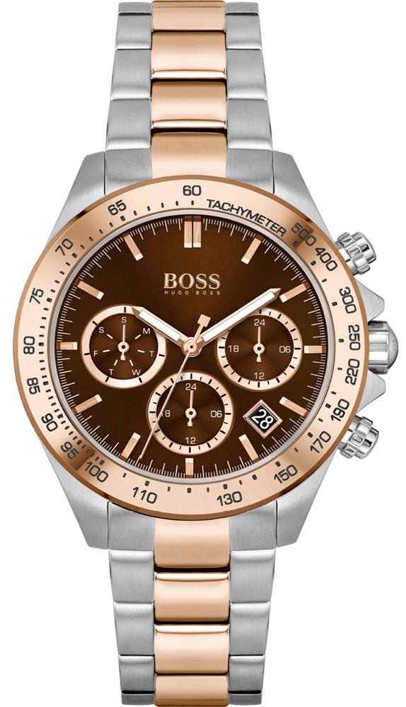 Hugo Boss Novia Brown Dial Two Tone Steel Strap Watch for Women - 1502617 Watches Hugo Boss   