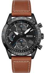 Hugo Boss Pilot Black Dial Brown Leather Strap Watch for Men - 1513851 Watches Hugo Boss   