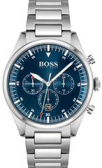 Hugo Boss Pioneer Blue Dial Silver Steel Strap Watch for Men - 1513867 Watches Hugo Boss   