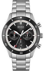 Hugo Boss Santiago Black Dial Silver Steel Strap Watch for Men - 1513862 Watches Hugo Boss   