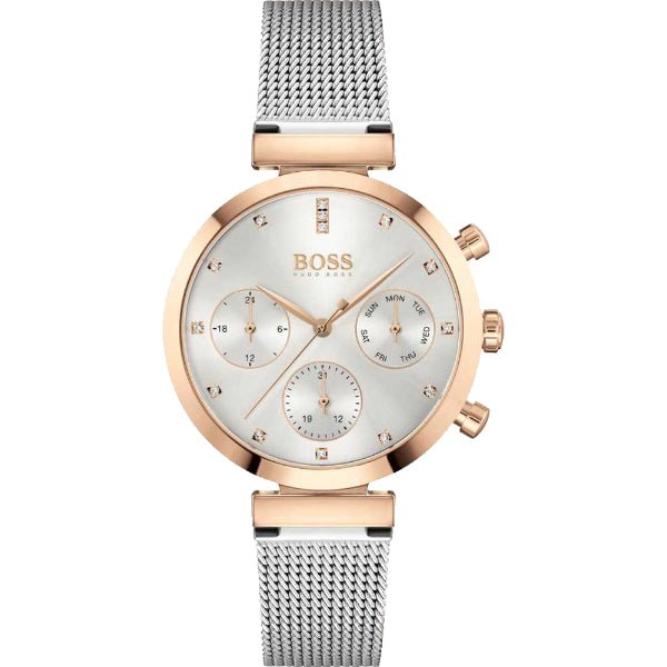 Hugo Boss Flawless Silver Dial Silver Mesh Bracelet Watch for Women -1502551 Watches Hugo Boss   