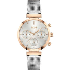 Hugo Boss Flawless Silver Dial Silver Mesh Bracelet Watch for Women -1502551 Watches Hugo Boss   