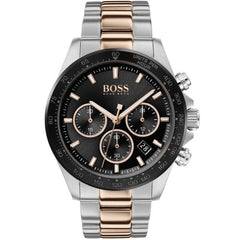 Hugo Boss Here Chronograph Black Dial Two Tone Steel Strap Watch for Men - 1513757 Watches Hugo Boss   