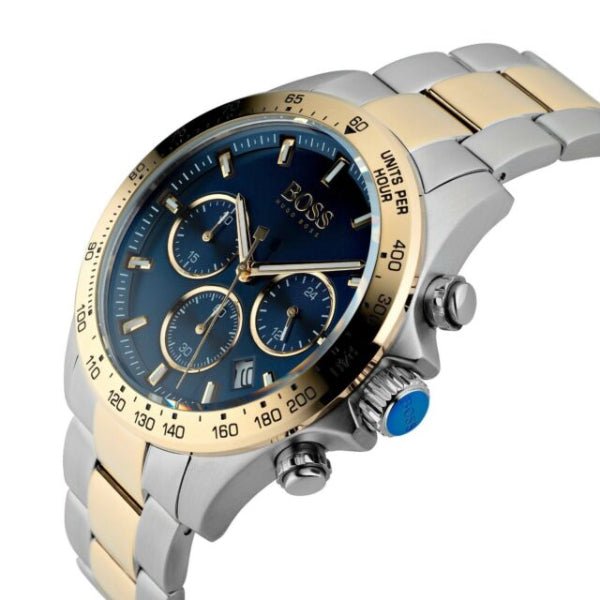 Hugo Boss Hero Blue Dial Two Tone Steel Strap Watch for Men - 1513767 Watches Hugo Boss   