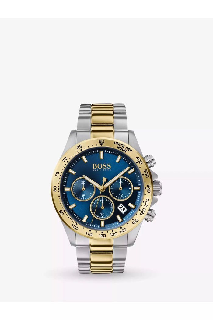 Hugo Boss Hero Blue Dial Two Tone Steel Strap Watch for Men - 1513767 Watches Hugo Boss   