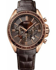 Hugo Boss Driver Sport Chronograph Brown Dial Brown Leather Strap Watch for Men - 1513093 Watches Hugo Boss   