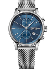 Hugo Boss Jet Blue Dial Silver Mesh Bracelet Watch for Men - 1513441 Watches Hugo Boss   