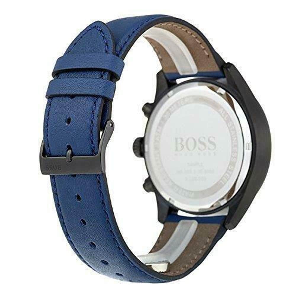 Hugo Boss Grand Prix Chronograph Black Dial Blue Leather Strap Watch for Men - 1513563 Watches Hugo Boss   