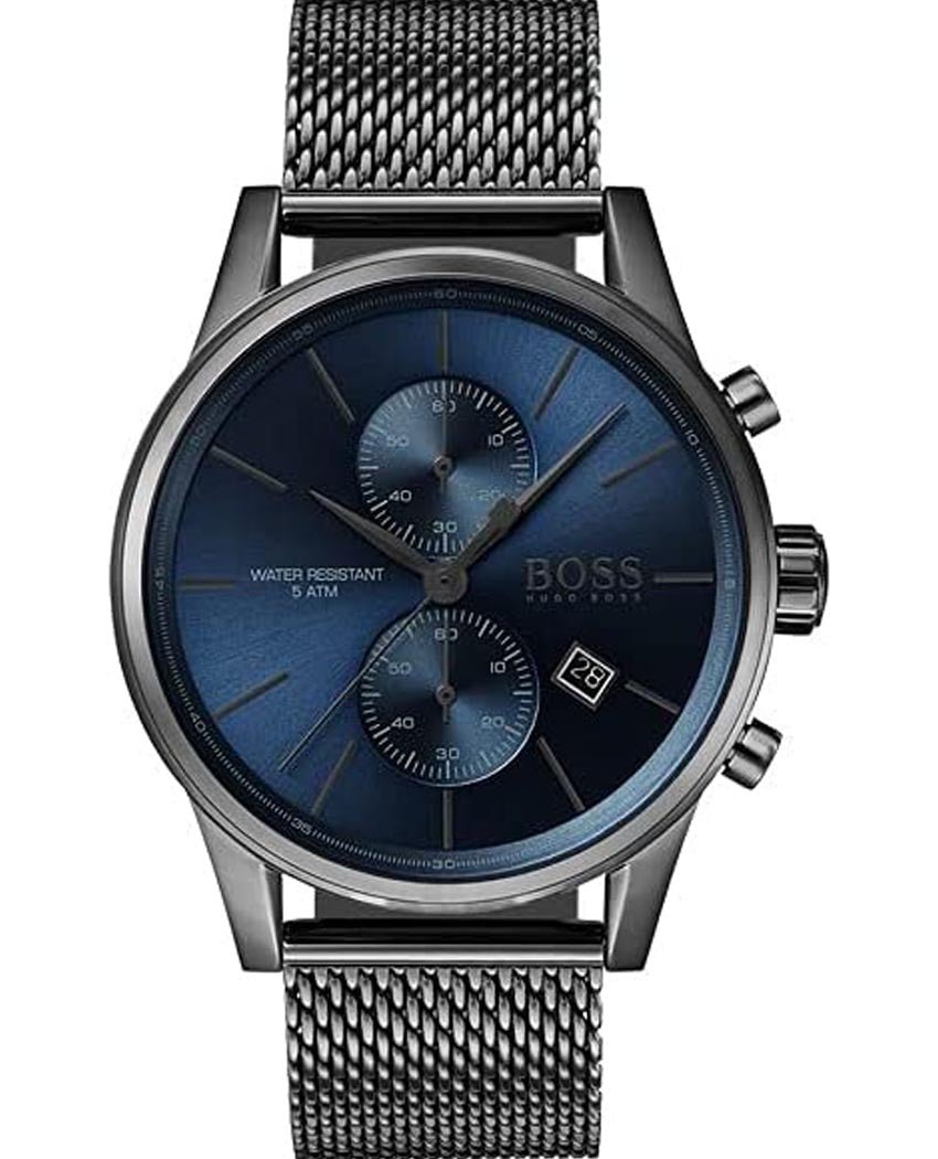 Hugo Boss Jet Blue Dial Gunmetal Mesh Bracelet Watch for Men  - 1513677 Watches Hugo Boss   