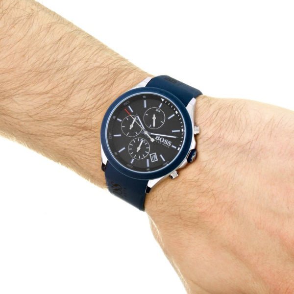 Hugo Boss Grand Prix Chronograph Black Dial Blue Leather Strap Watch for Men - 1513563 Watches Hugo Boss   