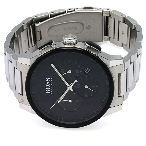 Hugo Boss Peak Black Dial Silver Steel Strap Watch for Men - 1513762 Watches Hugo Boss   