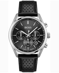 Hugo Boss Champion Black Dial Black Leather Strap Watch for Men - 1513816 Watches Hugo Boss   