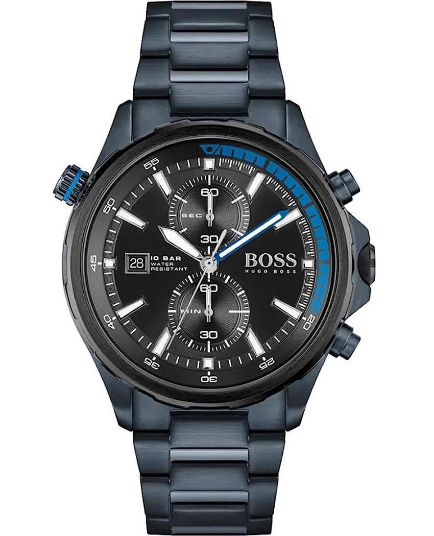 Hugo Boss Globetrotter Black Dial Black Steel Strap Watch for Men - 1513824 Watches Hugo Boss   