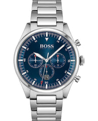 Hugo Boss Pioneer Blue Dial Silver Steel Strap Watch for Men - 1513867 Watches Hugo Boss   