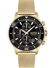 Hugo Boss Admiral Chronograph Black Dial Gold Mesh Bracelet Watch for Men - 1513906 Watches Hugo Boss   