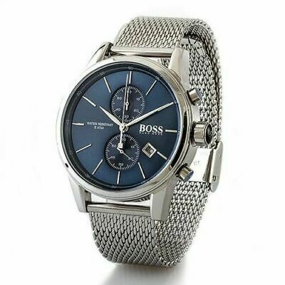 Hugo Boss Jet Blue Dial Silver Mesh Bracelet Watch for Men - 1513441 Watches Hugo Boss   